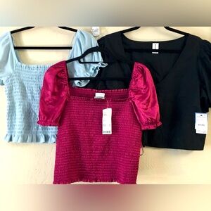 Urban Outfitters Abound Good Luck Gem Crop Top Bundle (3) Size XL/L Pink Black
